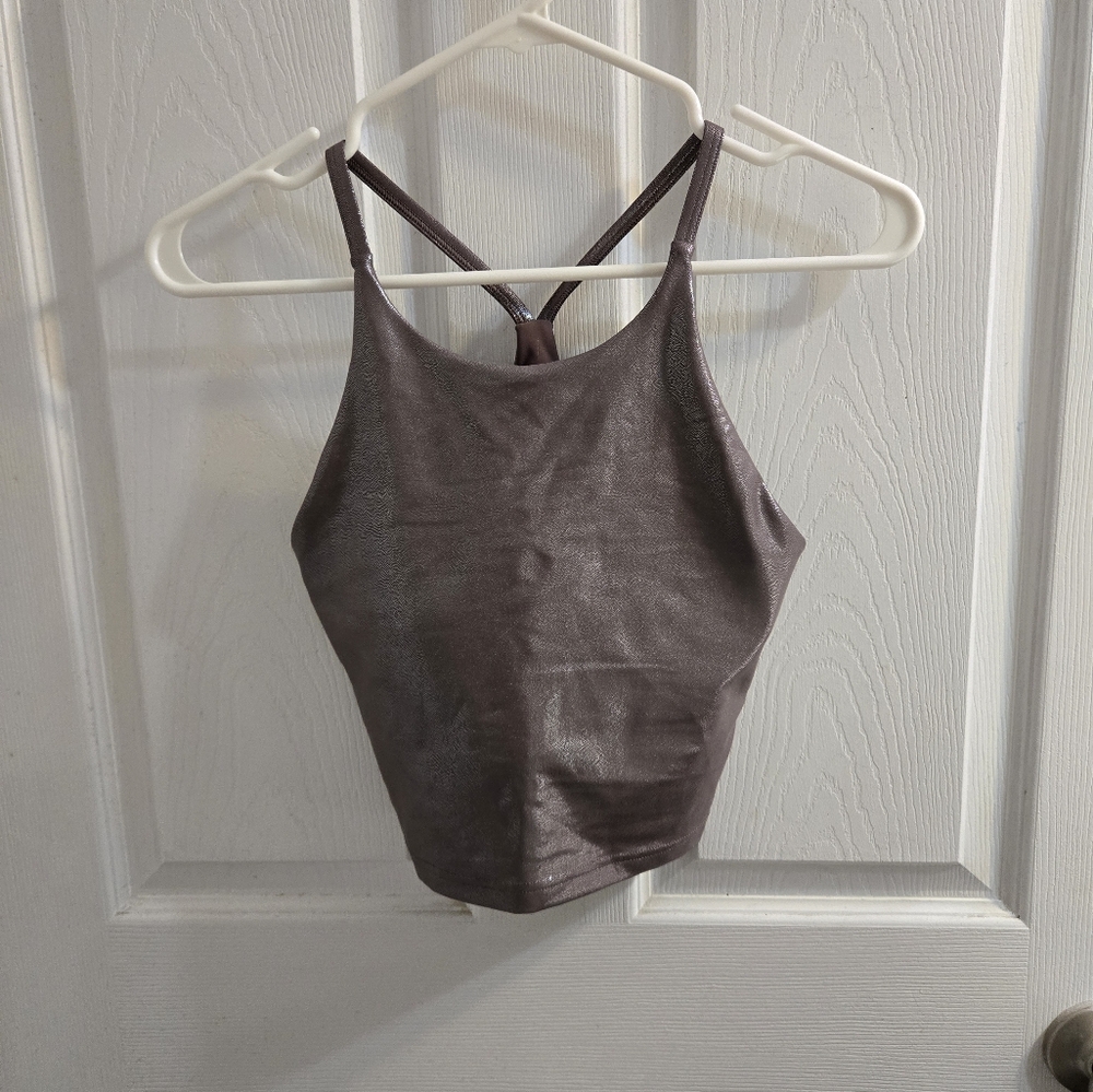 Old Navy metallic lilac powersoft Longline sports bra size Small